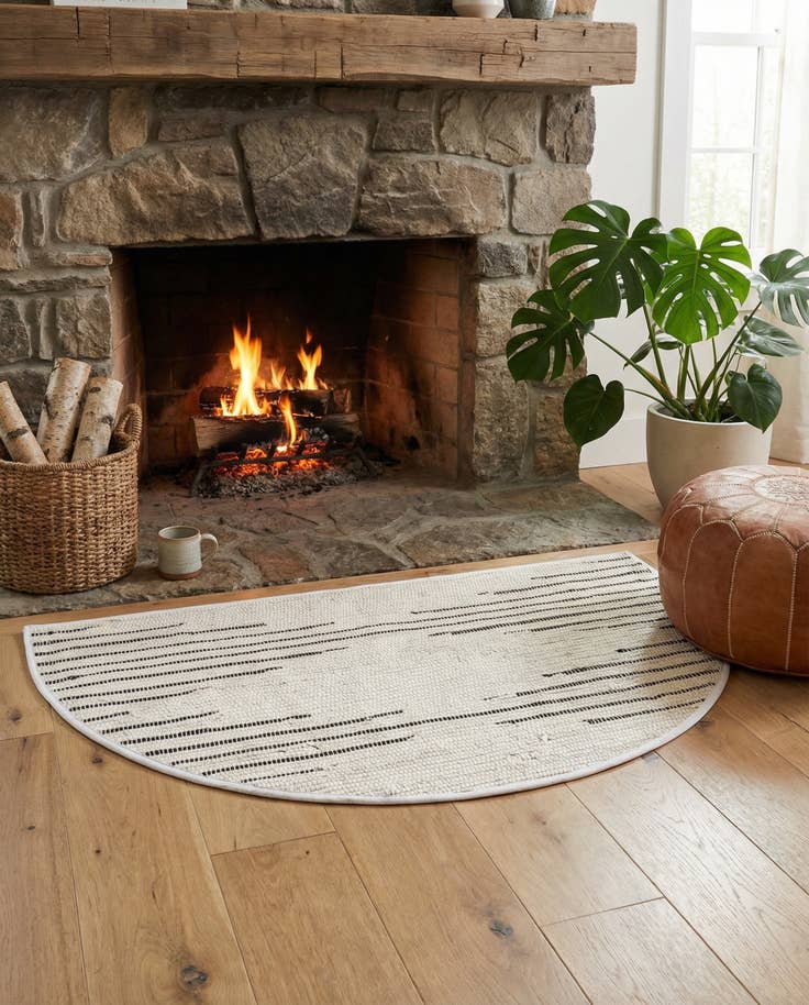 Detail image of 2' 2 x 3' 7 Hand Woven Chindi Cotton Hearth Rug
