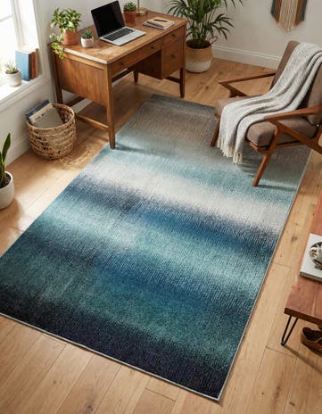 Blue Washable Hyacinth Rug