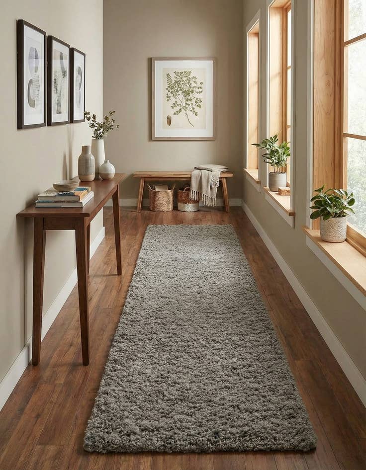 Detail image of 2' 7 x 13' Solid Shag Runner Rug