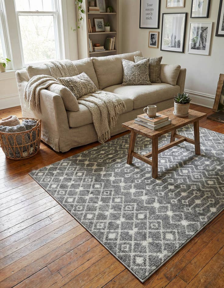 Detail image of 4' x 6' Moroccan Trellis Rug