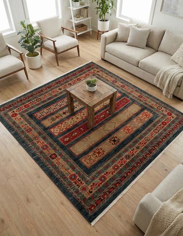 Blue Kashkuli Gabbeh Square Rug
