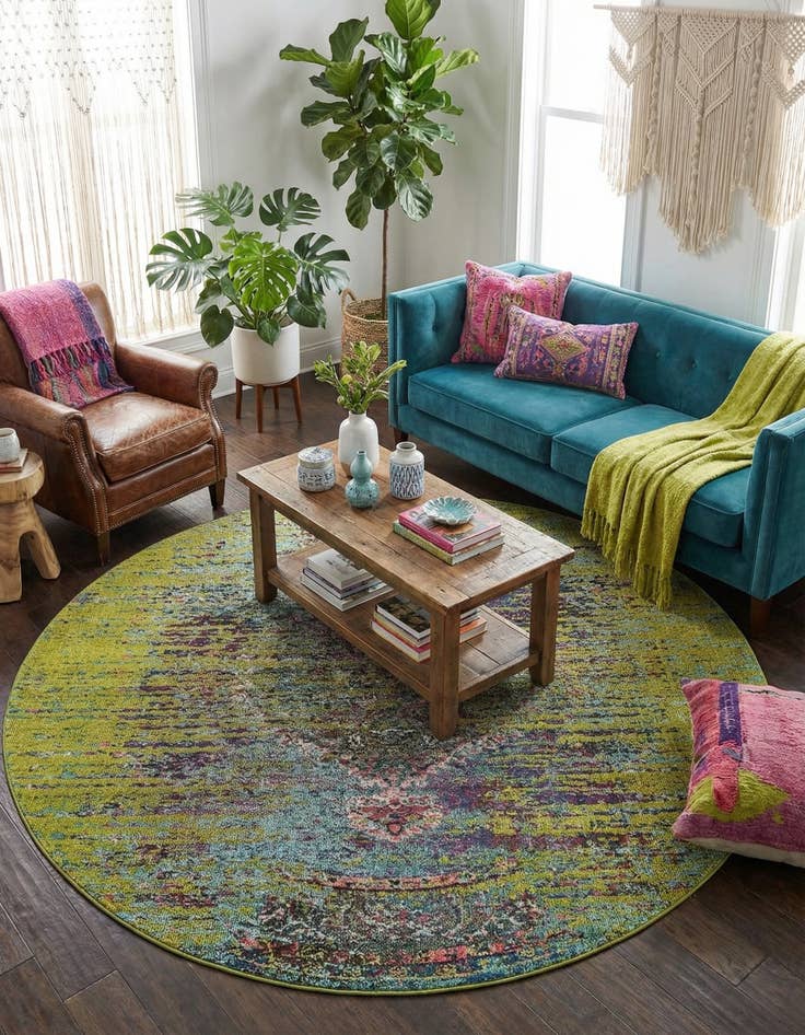 Detail image of 8' x 8'  Washable Arte Round Rug