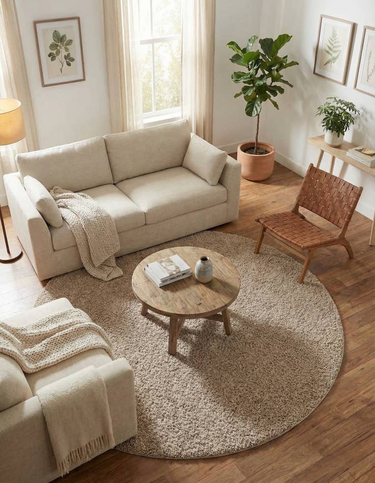 Detail image of 7' x 7' Solid Shag Round Rug