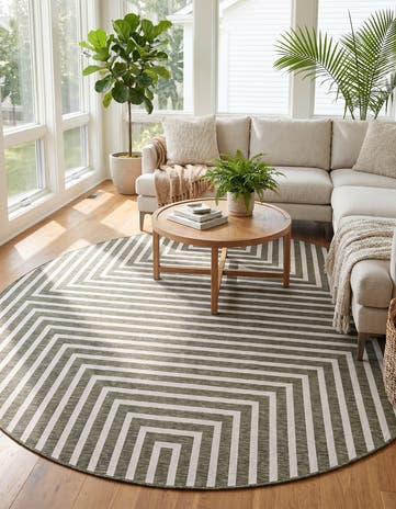 13' x 13' Easy-Clean Modern Indoor / Outdoor Round Rug