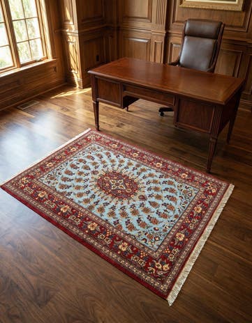 3' 5 x 5' 1 Hand Knotted Qom Persian Rug
