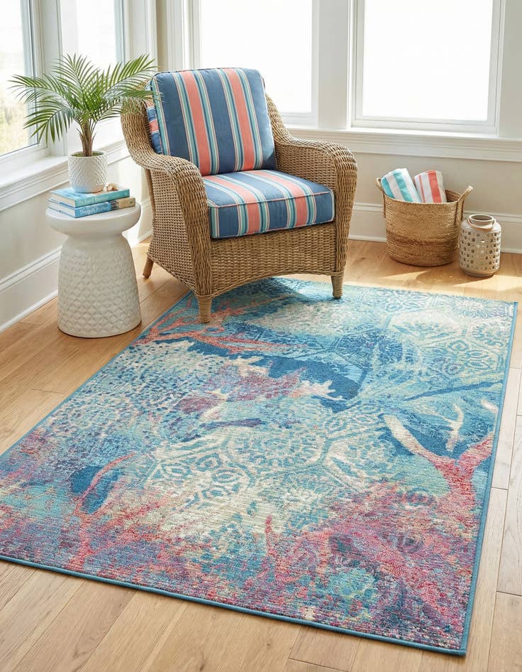 Detail image of 3' 3 x 5' 3 Washable Coastal Indoor / Outdoor Rug