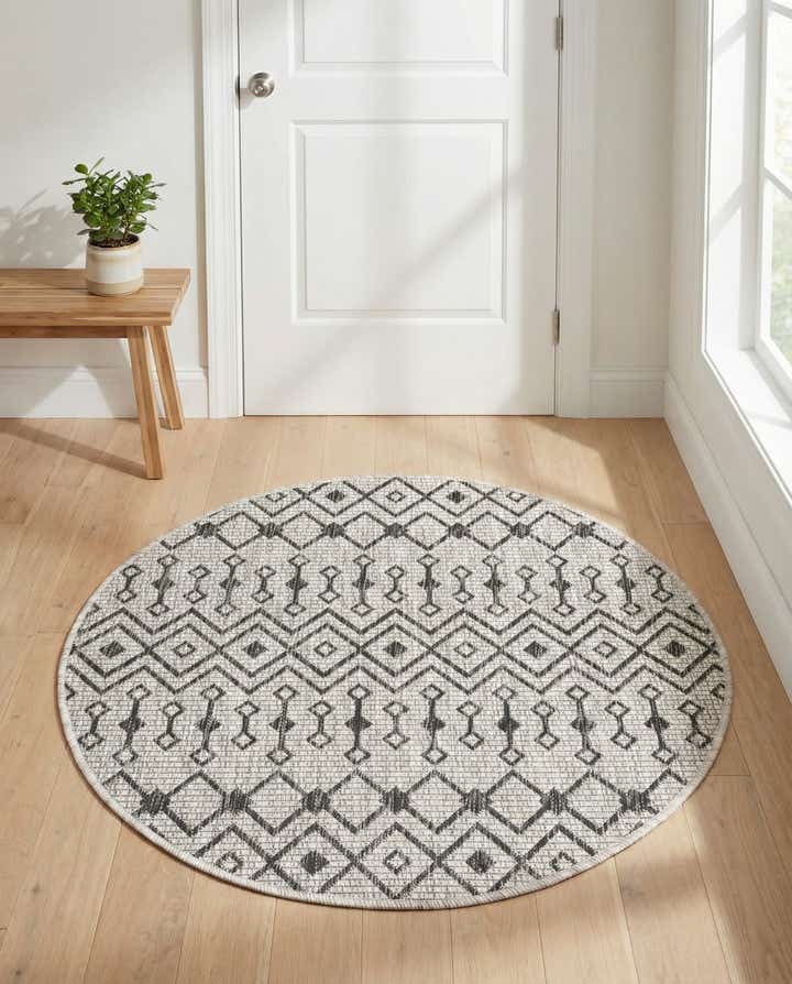 3' x 3' Easy-Clean Lattice Indoor / Outdoor Round Rug