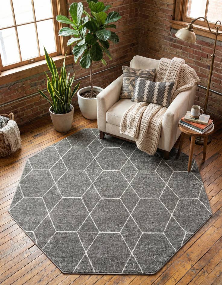 Detail image of 7' 10 x 7' 10 Trellis Frieze Octagon Rug