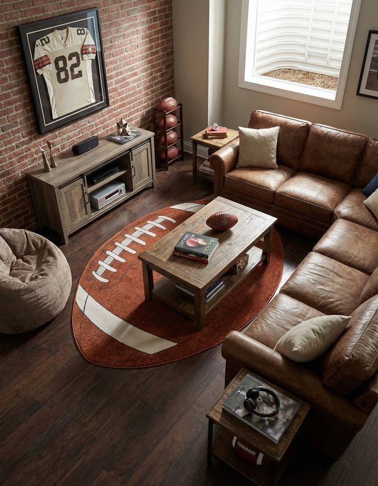 Detail image of 4' x 6' Sports Washable Oval Rug