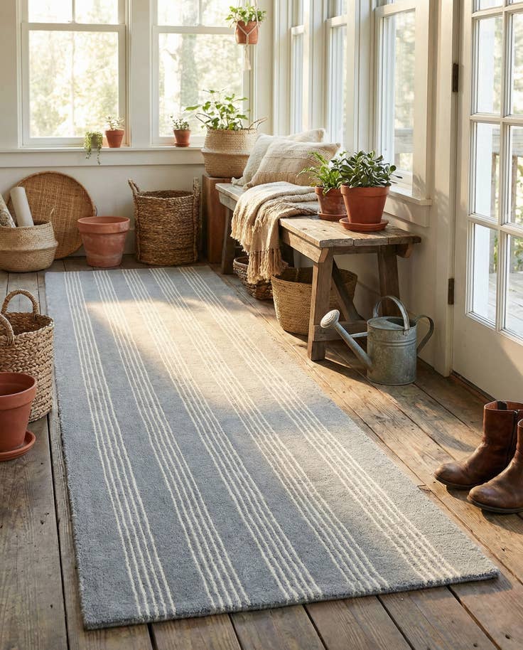 Detail image of 2' x 6' 1 Jill Zarin Striped Wool Runner Rug