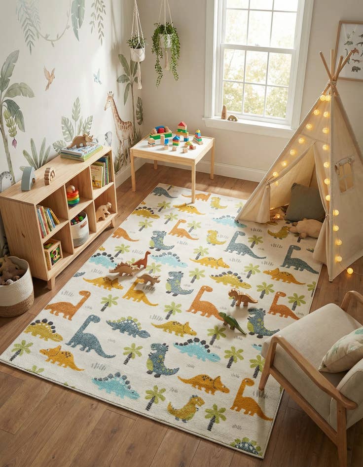Detail image of 7' 10 x 10' Dinosaur Whimsy Kids Rug