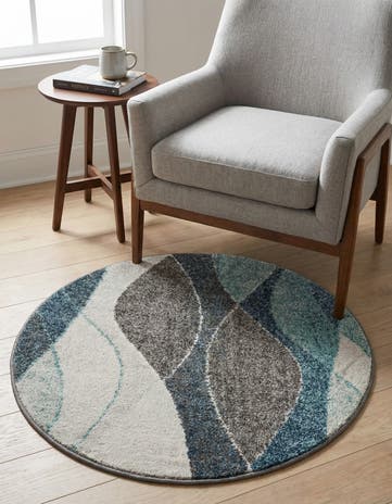 Blue Gray Harvest Round Rug