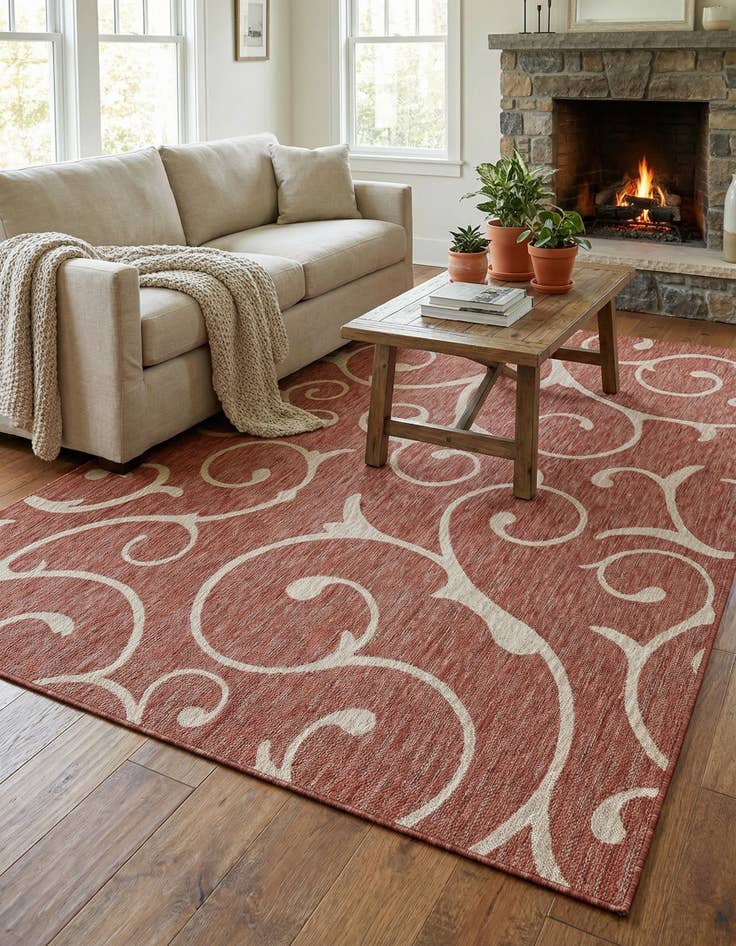 Detail image of 7' 10 x 11'  Washable Botanical Indoor / Outdoor Rug