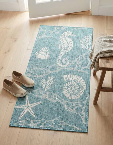 2' x 4' Easy-Clean Coastal Indoor / Outdoor Runner Rug