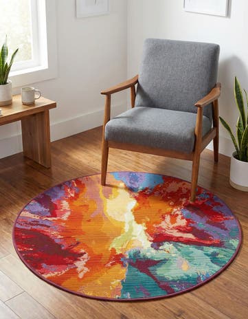 3' x 3' Easy-Clean Modern Indoor / Outdoor Round Rug