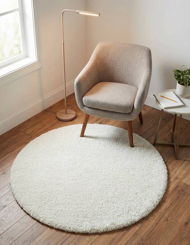 Detail image of  3' 3 x 3' 3 Soft Solid Shag Round Rug