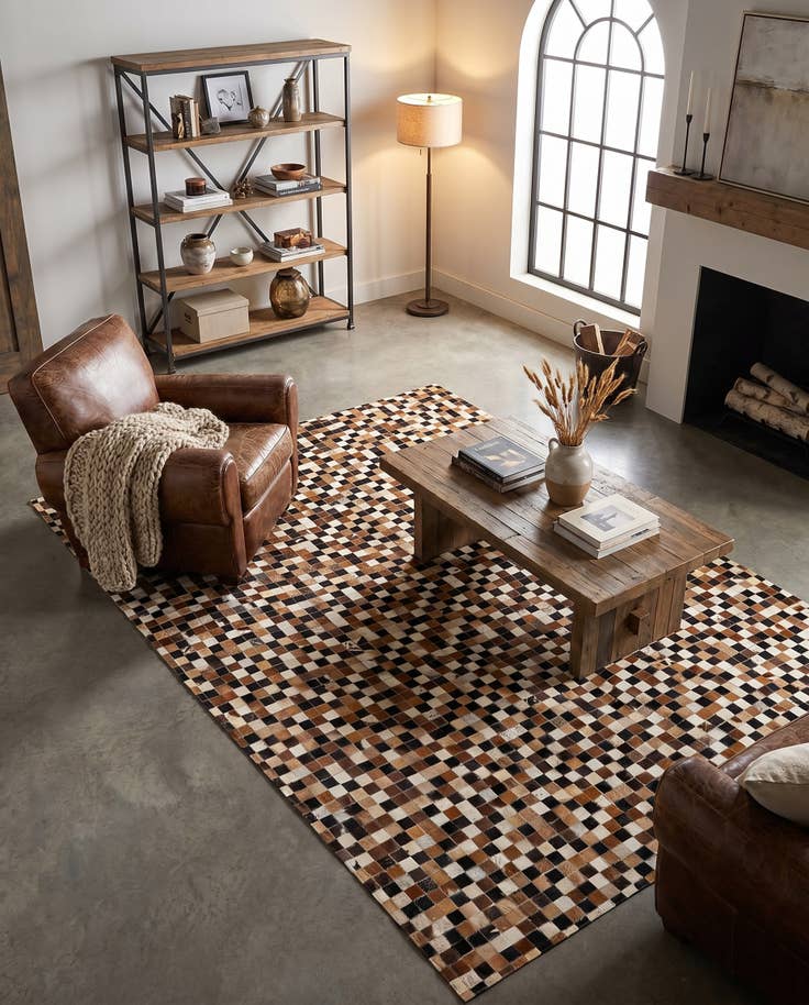 Detail image of 5' 3 x 7' 6 Cowhide Stocks Rug