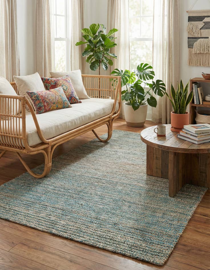 Detail image of 5' 3 x 8'  Hand Woven Chenille Jute Rug