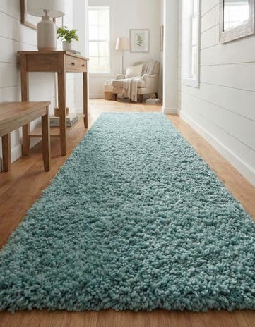 Aqua Zermatt Shag Runner Rug