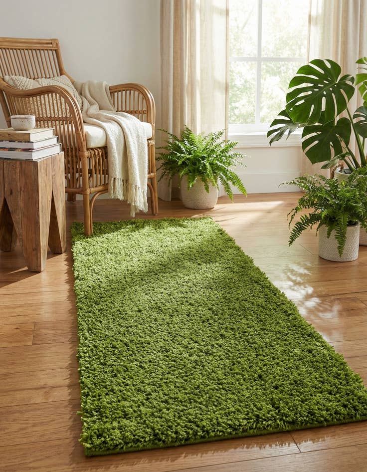 Detail image of 2' x 5' Solid Shag Runner Rug