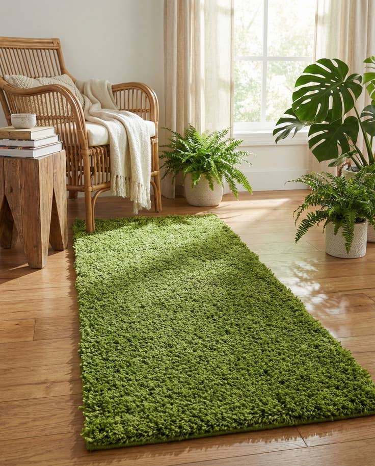 Detail image of 2' x 5' Solid Shag Runner Rug