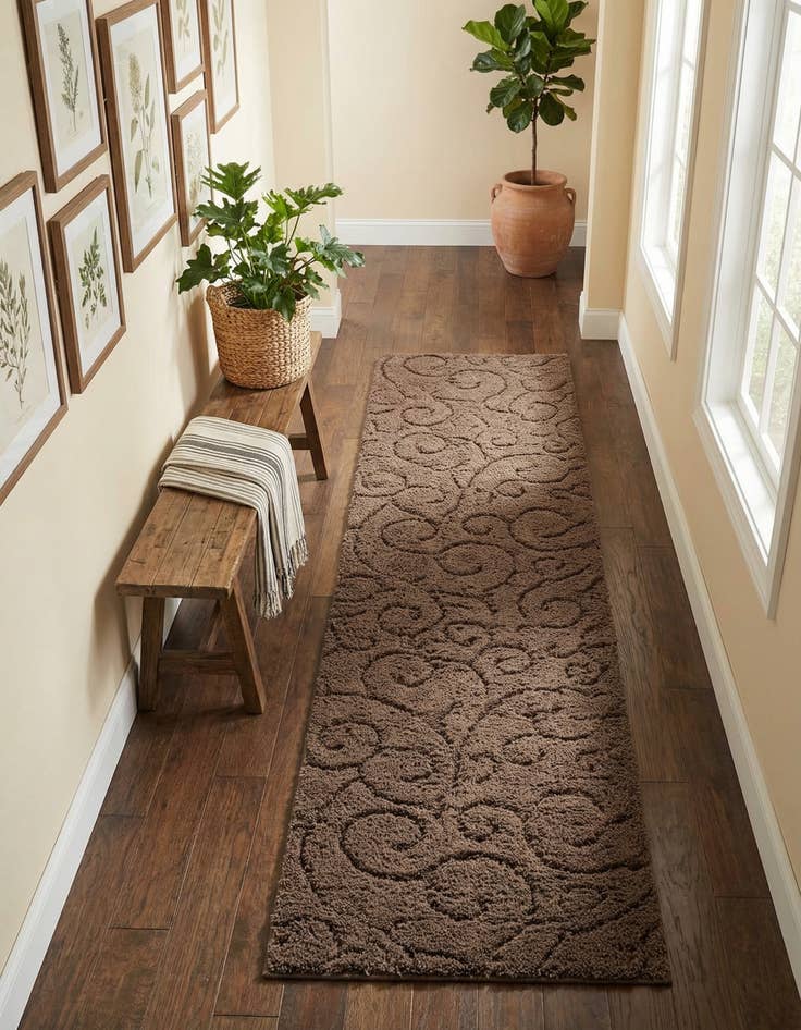 Detail image of 2' 7 x 10' Floral Shag Runner Rug