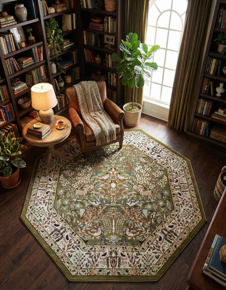 Detail image of 6' x 6' Nain Design Octagon Rug