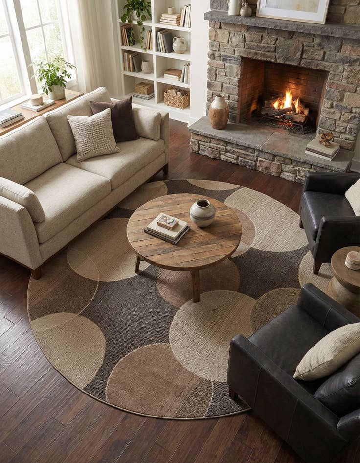 Detail image of 8' x 8' Washable Theia Round Rug