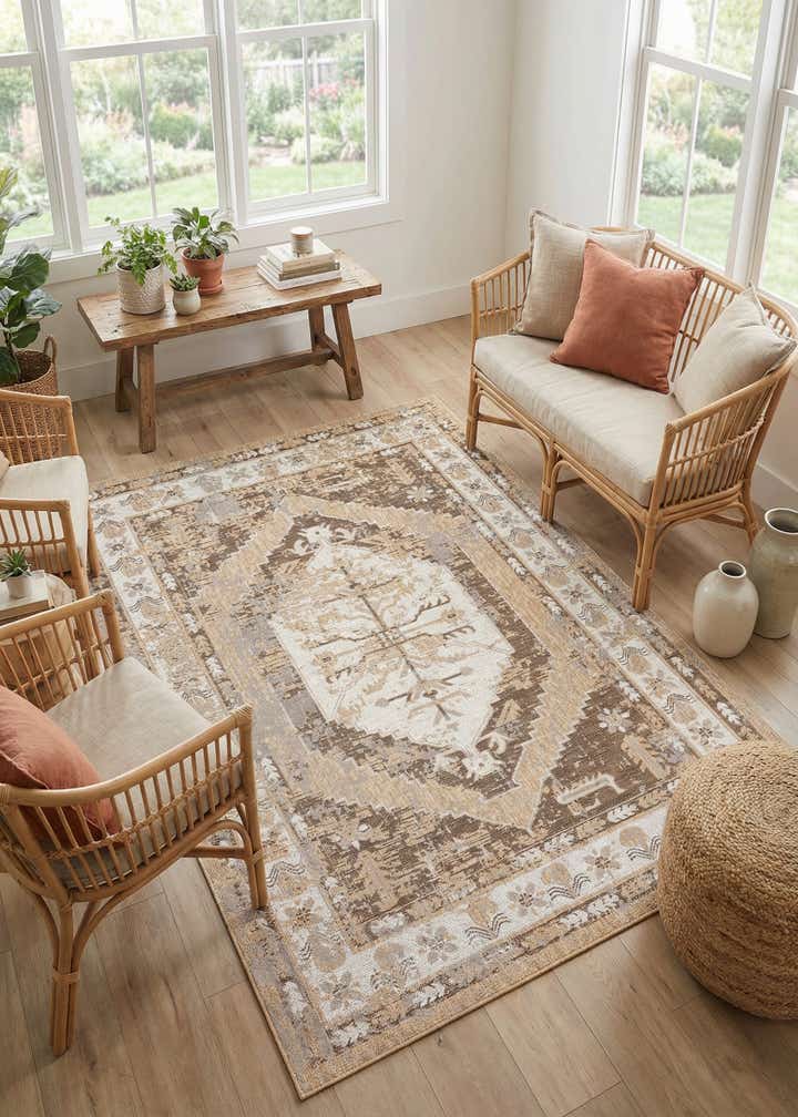 7' 10 x 11' Easy-Clean Traditional Indoor / Outdoor Rug