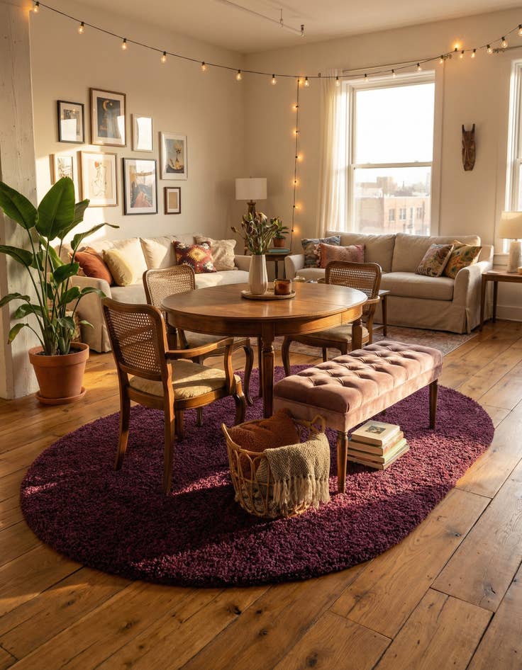 Detail image of 5' 3 x 8' Solid Shag Oval Rug