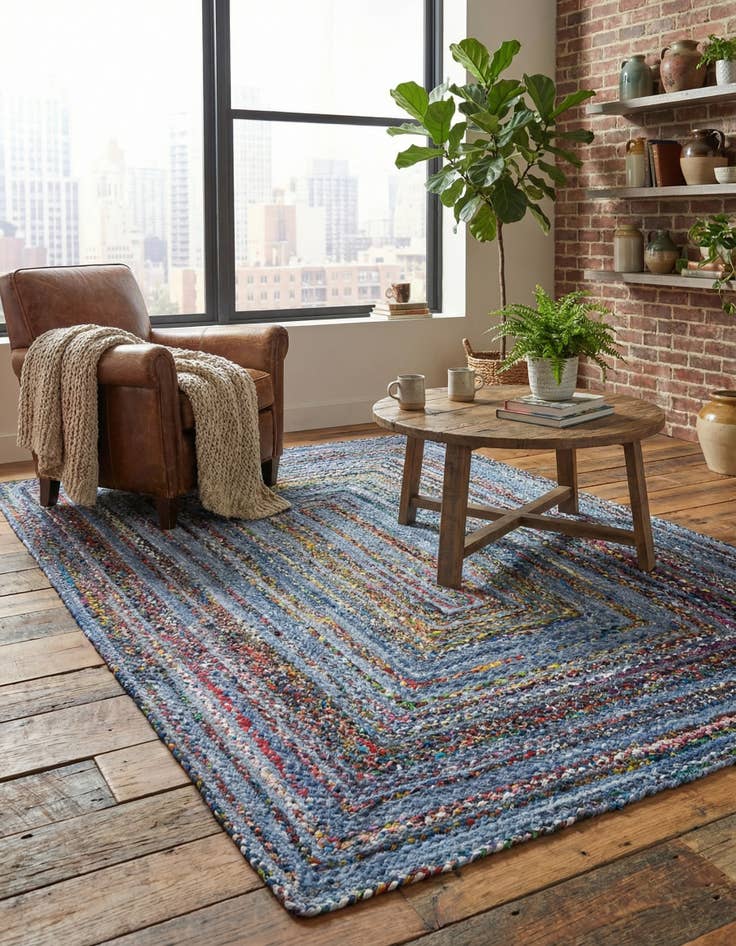 Detail image of 6' 1 x 9' Handmade Braided Chindi Rug