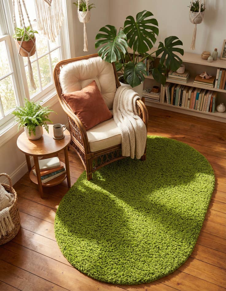 Detail image of 3' x 5' 3 Solid Shag Oval Rug