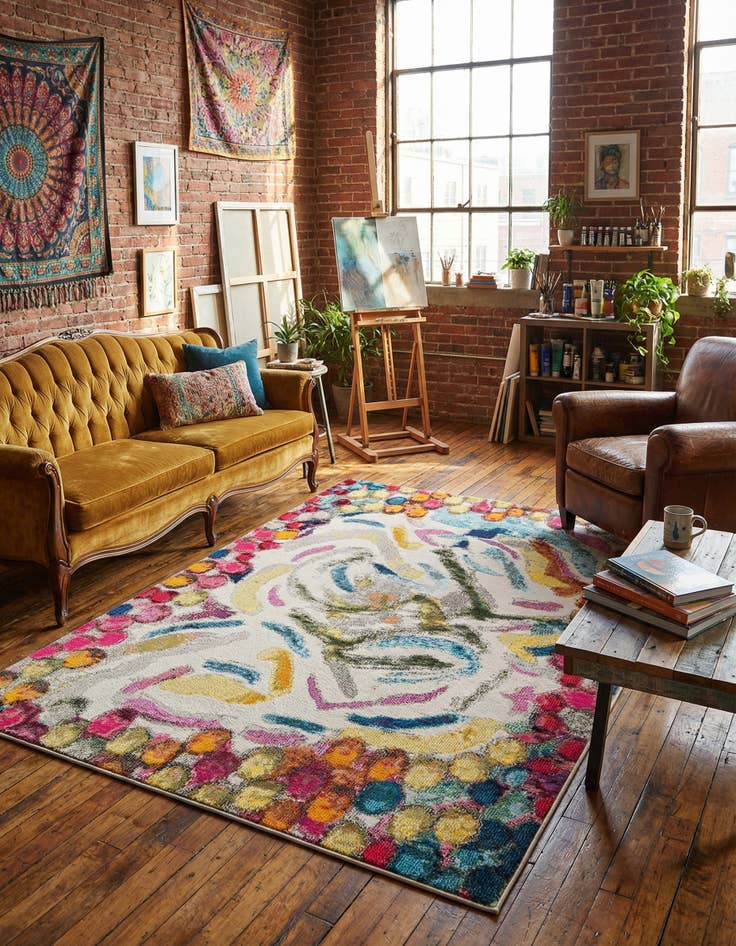 Detail image of 5' 3 x 8'  Washable Vivid Rug