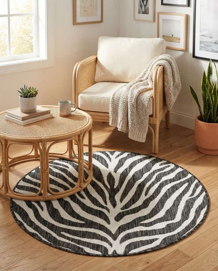 3' x 3' Easy-Clean Safari Indoor / Outdoor Round Rug