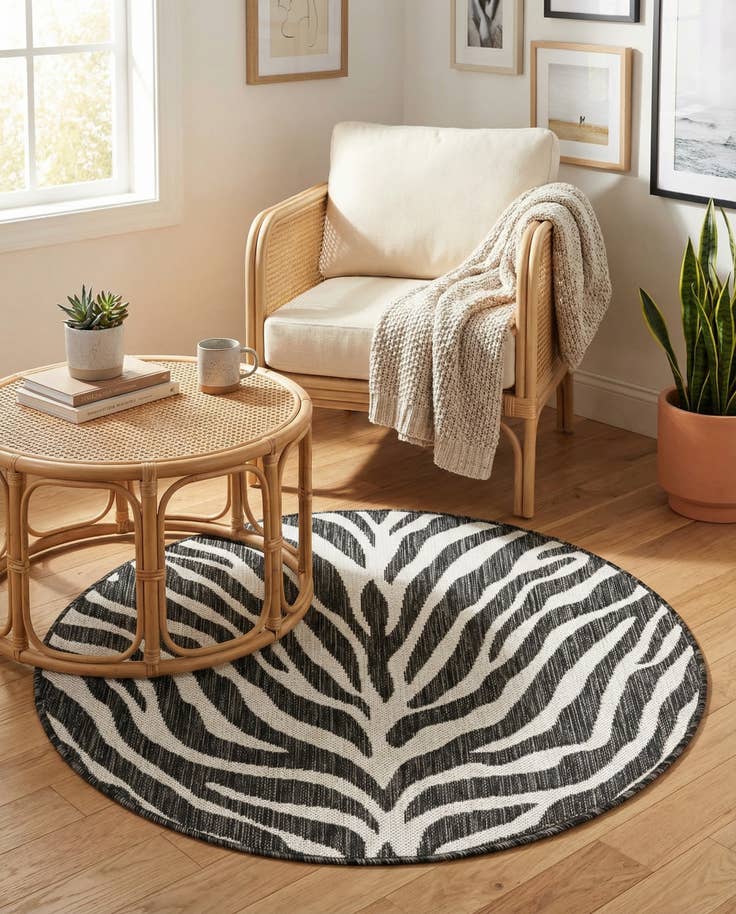 Detail image of 3' x 3' Easy-Clean Safari Indoor / Outdoor Round Rug
