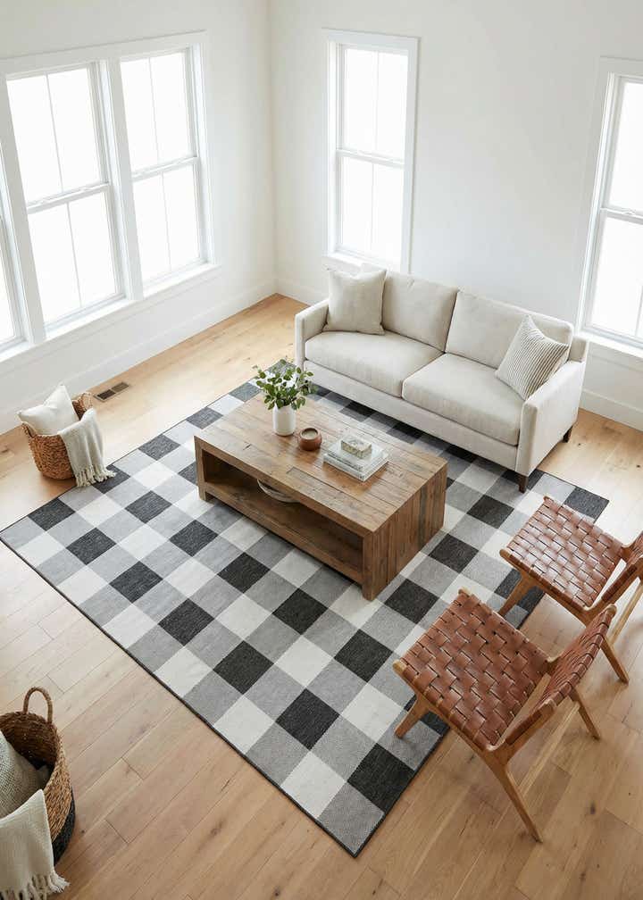 10' x 10' Easy-Clean Checkered Indoor / Outdoor Square Rug