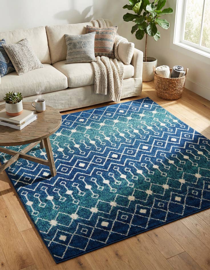 Detail image of 6' x 6' Moroccan Trellis Square Rug