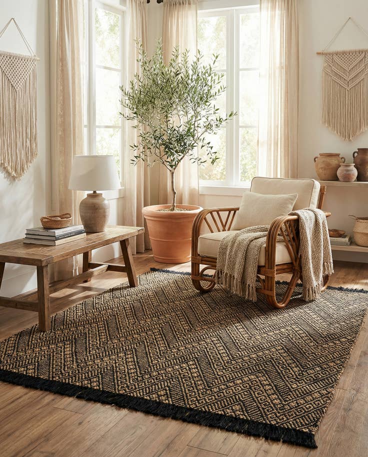 Detail image of 6' 1 x 6' 1 Handmade Braided Jute Square Rug