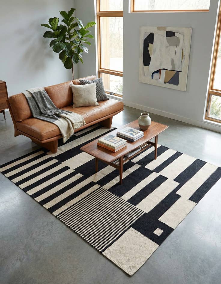 Detail image of 4' 8 x 6' 6 Hand Woven Kilim Modern Wool Rug