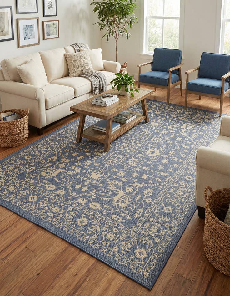 Detail image of 7' x 10'  Washable Botanical Indoor / Outdoor Rug