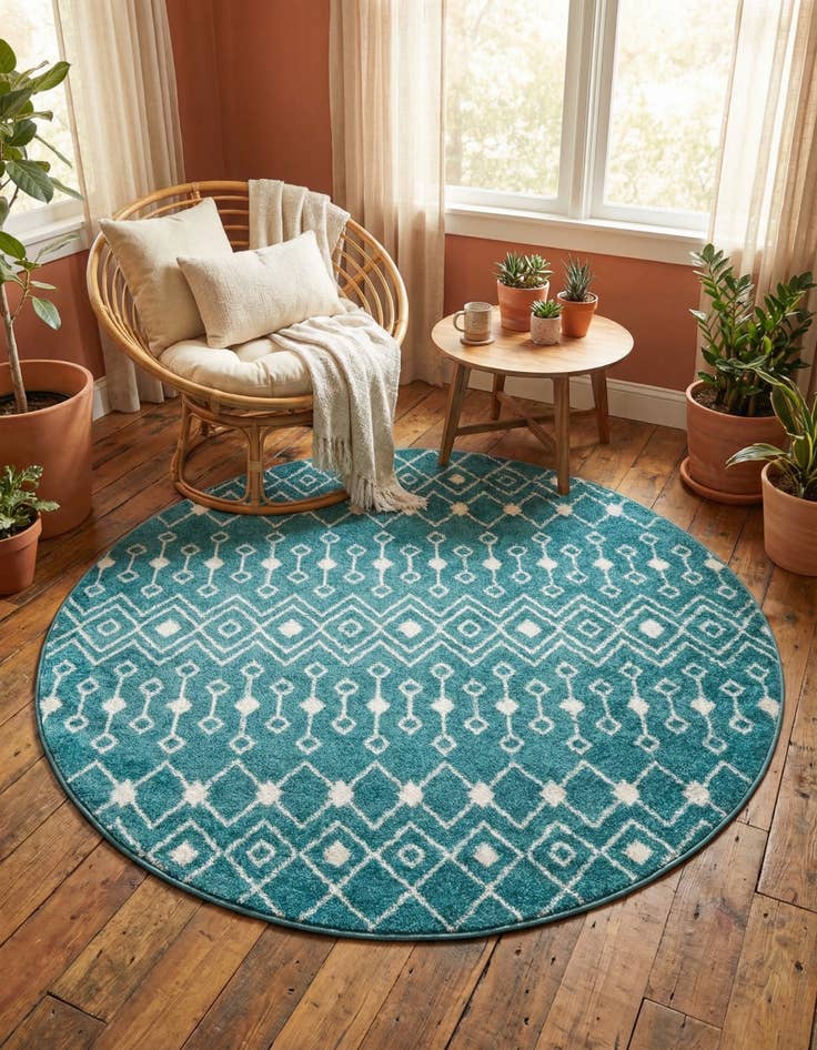 Detail image of 5' 3 x 5' 3 Moroccan Trellis Round Rug