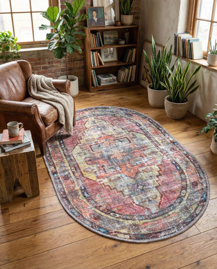 Detail image of 5' 3 x 8' Washable Maahru Oval Rug