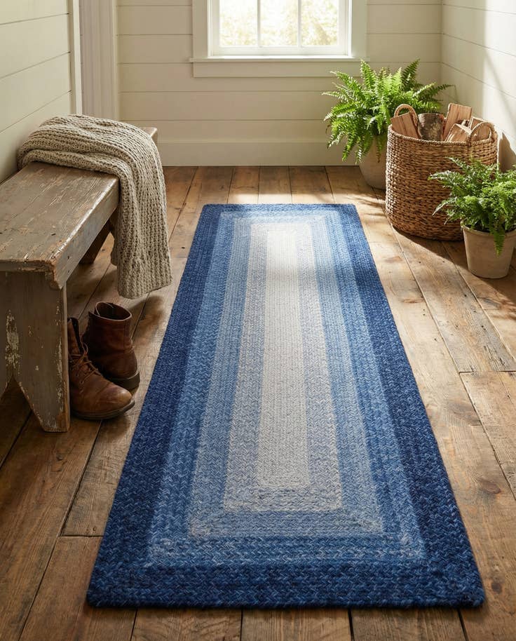 Detail image of 2' x 6' 1 Handmade Hand Braided Wool Runner Rug