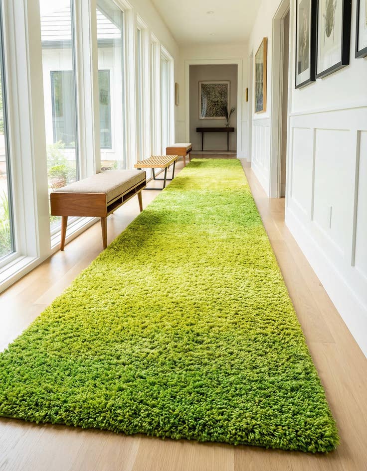 Detail image of 2' 7 x 16' 5 Solid Shag Runner Rug