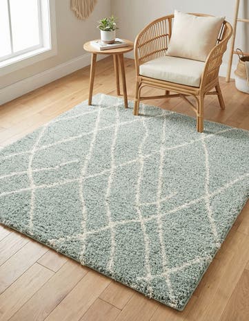 Sage Green Soft Touch Shag Square Rug
