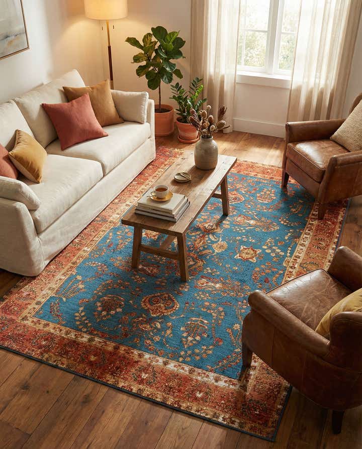 6' x 9' Easy-Clean Traditional Indoor / Outdoor Rug