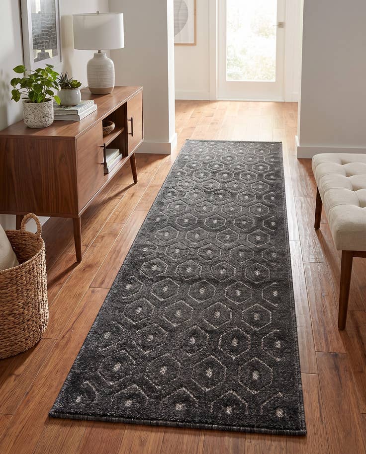 Detail image of 60cm x 245cm Easy-Clean Trellis Textured Indoor / Outdoor Runner Rug