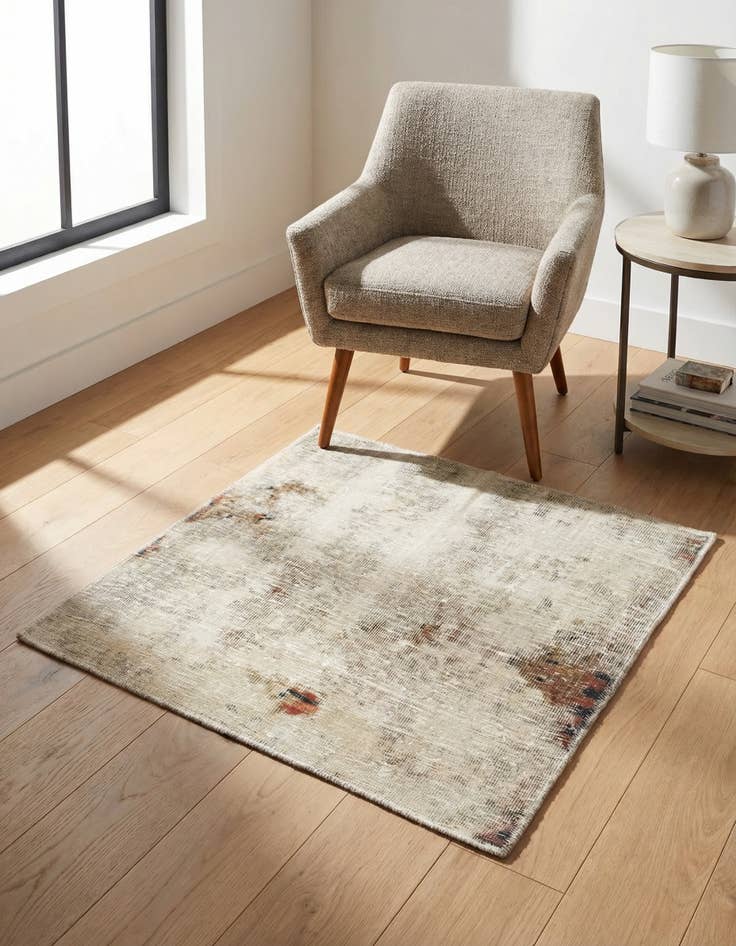 Detail image of 3' x 3' Hand Knotted Ultra Vintage Persian Wool Square Rug