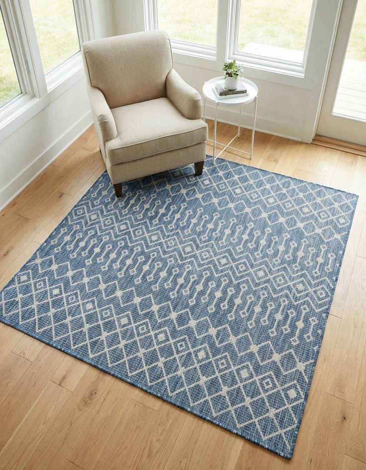 Detail image of 5' 3 x 5' 3 Washable Trellis Indoor / Outdoor Square Rug