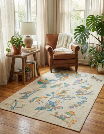 3' 2 x 4' 8 Hand Woven Kilim Suzani Wool Rug